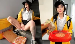 In homemade porn, a guy fucked a pizza delivery girl