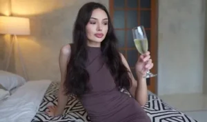 The young beauty drank a little and immediately wanted to suck