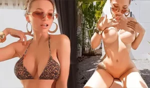 He bent over his Russian girlfriend doggystyle and fucked her pussy by the pool