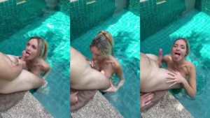 Katy Hollick Sucking Cum Out In Her Slutty Mouth In The Pool