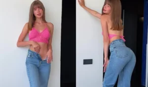Russian model at home in a doggy style pose exposing her pussy to vaginal