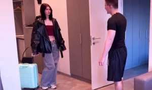 Skinny young Russian cutie stripped down to her panties for the sake of filming simple sex
