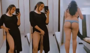Sexy town girl showing her pussy and ass in the mirror – Indian porn video